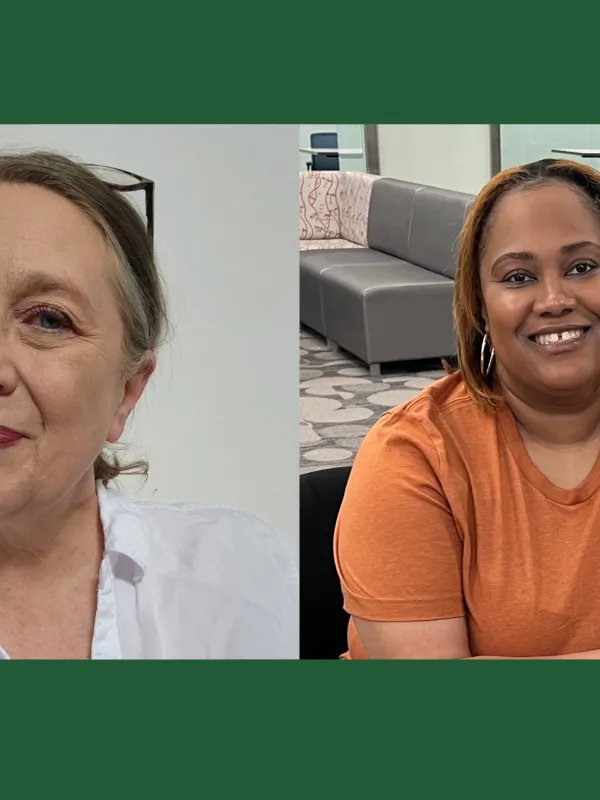 headshots of two students in the ips program at suny oswego